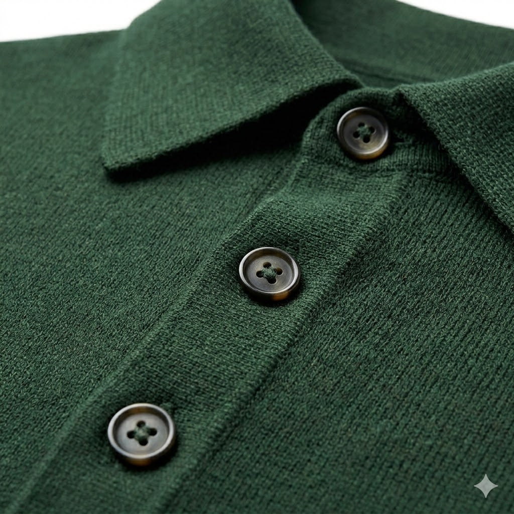 Long-Sleeved Merino Wool Polo Shirt