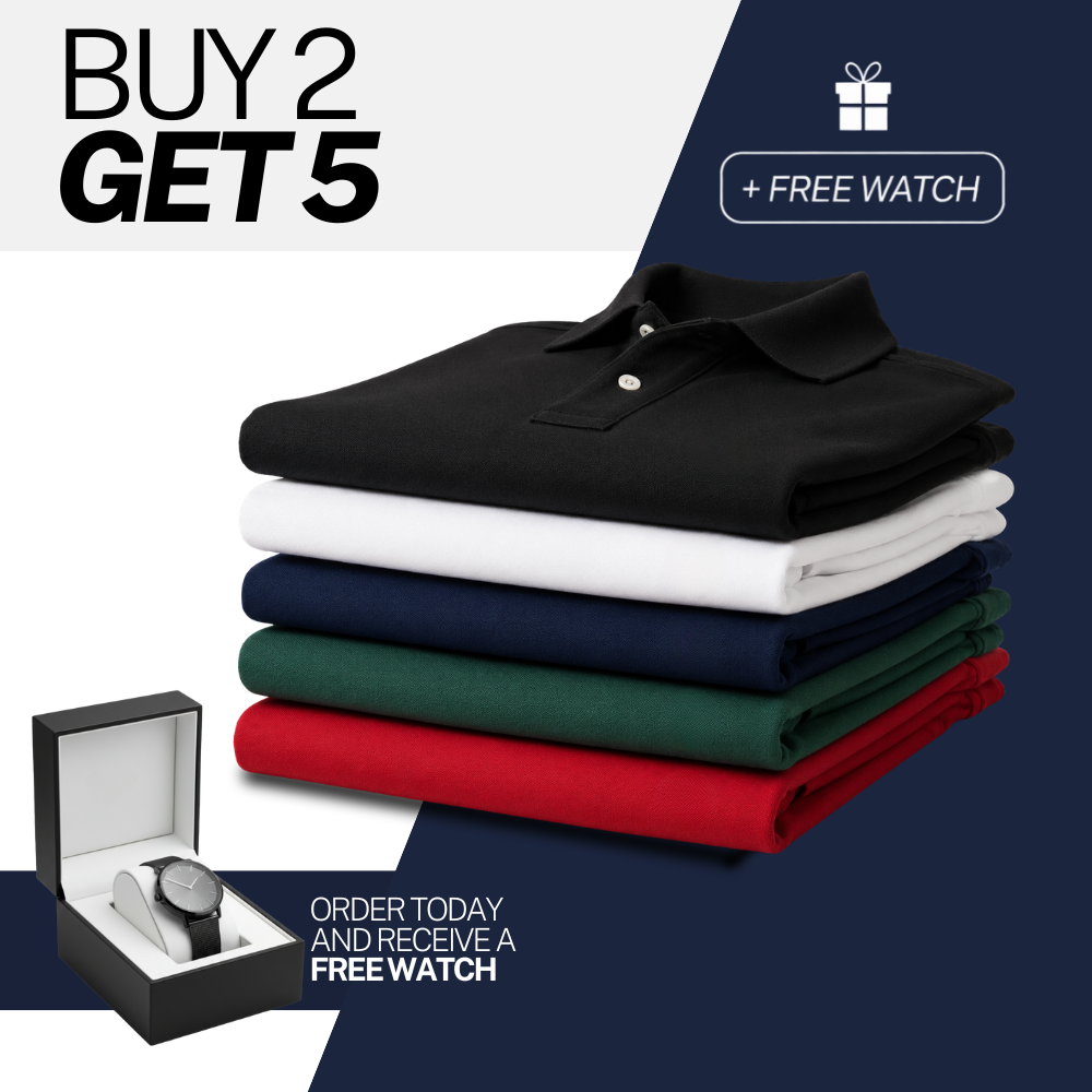 KIT POLO SHIRTS [PAY 2 GET 5] + FREE WATCH
