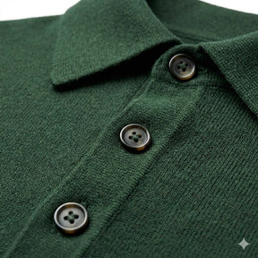 Long-Sleeved Merino Wool Polo Shirt
