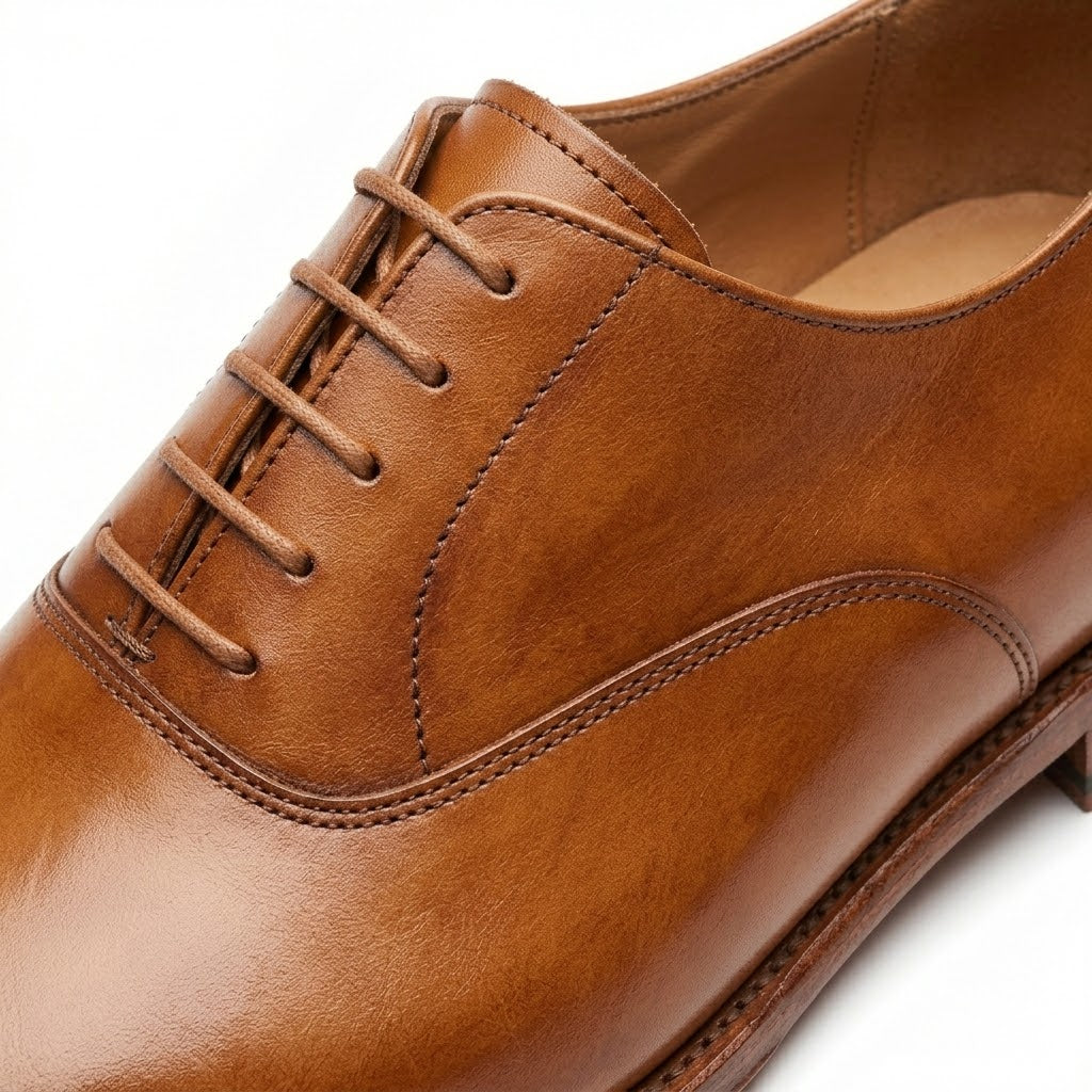 Hand-Burnished Leather Oxford Shoes