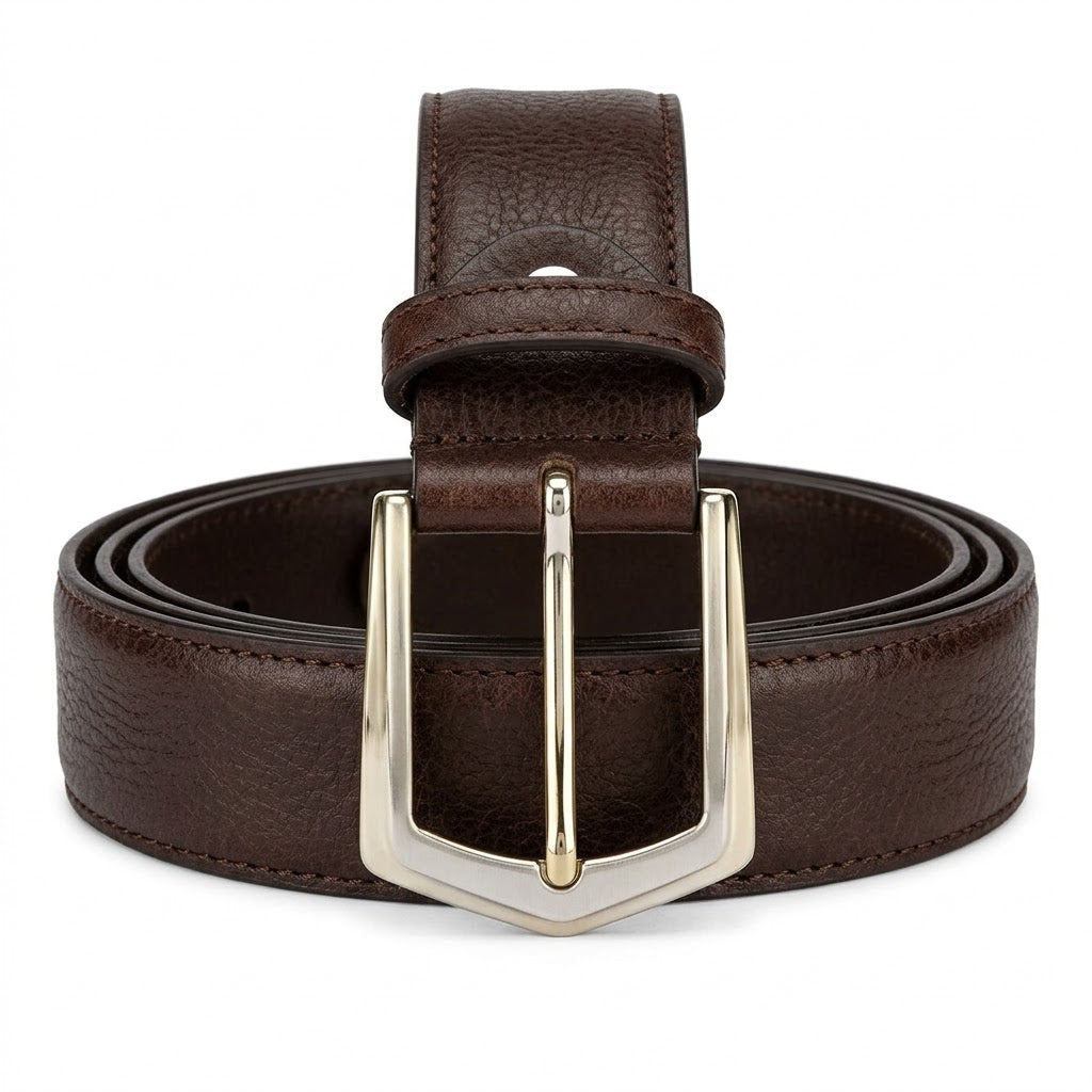 Hand-Stitched Grain Leather Belt